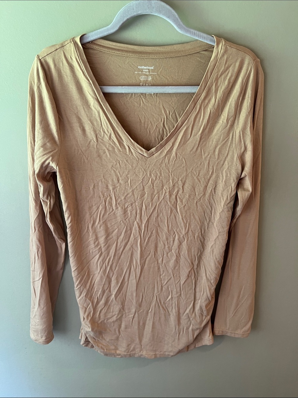 Motherhood Maternity Long Sleeve V-Neck Top - Light Beige